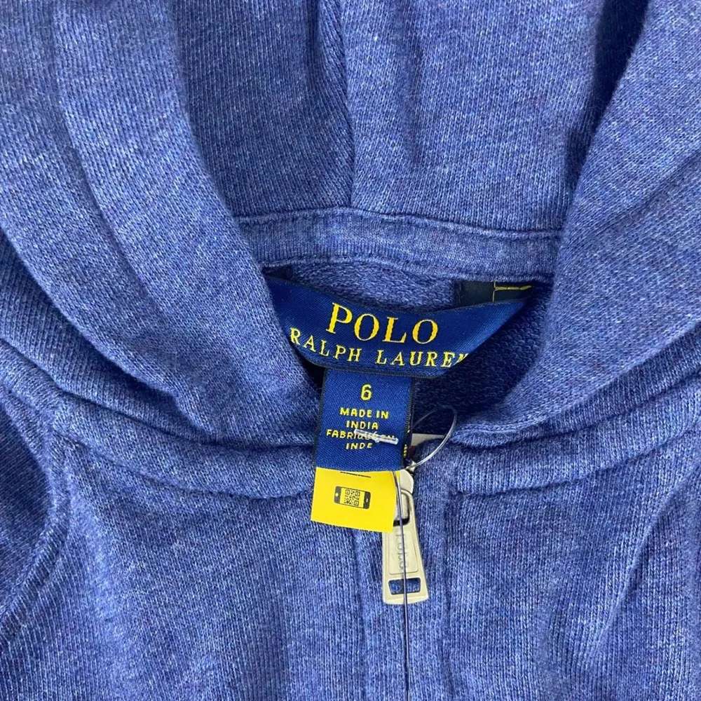 Polo Ralph Lauren Girls Spa Terry Hooded Jumpsuit Romper Blue Size 6‎ NEW L/S